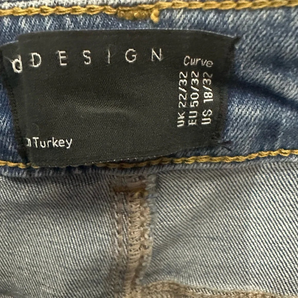 ASOS Design Curve Jeans High Rise Straight Leg Size 18/32 Medium Wash NWT - Picture 4 of 5